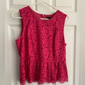 Hot pink lace peplum J Crew top size 10